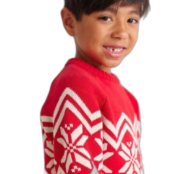 Hanna Anderson Baby Nordic Red and Cream Sweater Size 2T 2022 Collection - Picture 5 of 15